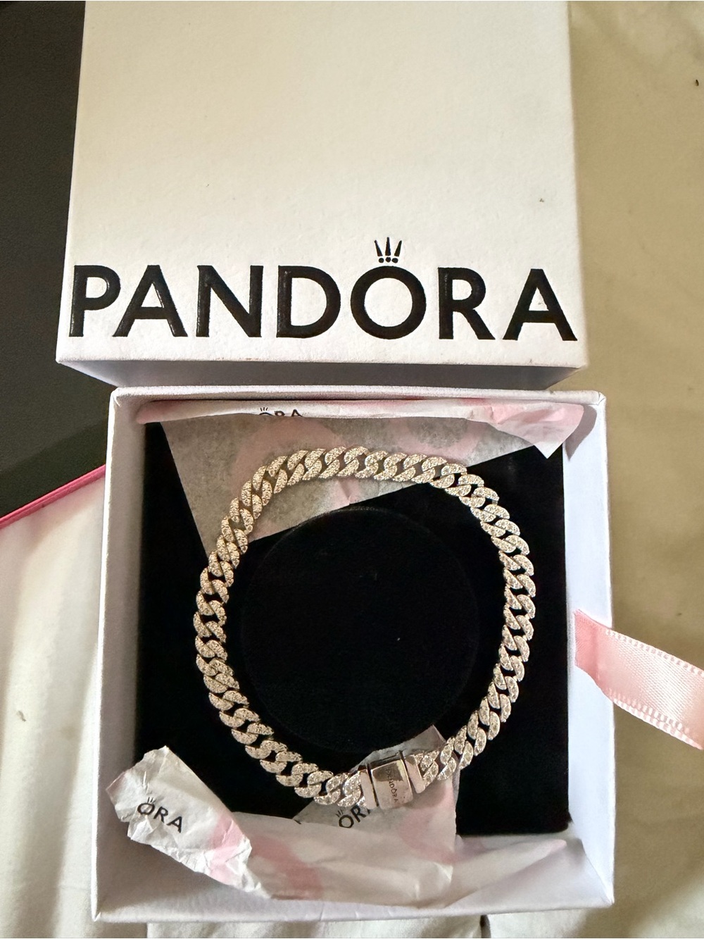 Pandora Silver Pavé Cuban Link Bracelet